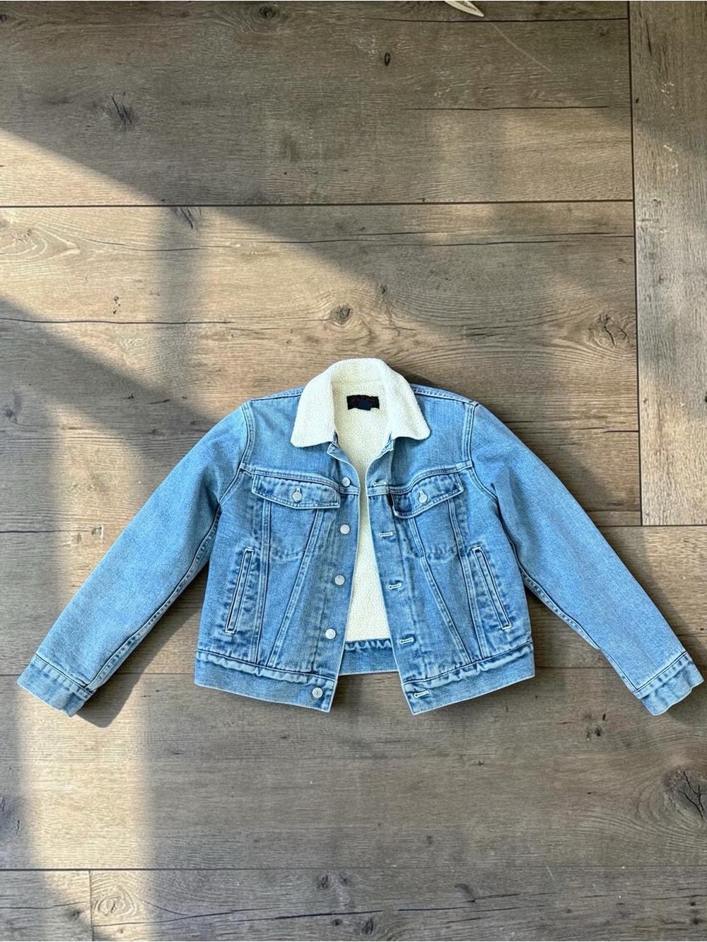 RALPH Lauren Denim Sherpa Trucker Jacket S Light Wash Jean Sherpa Lined Coat Y2K